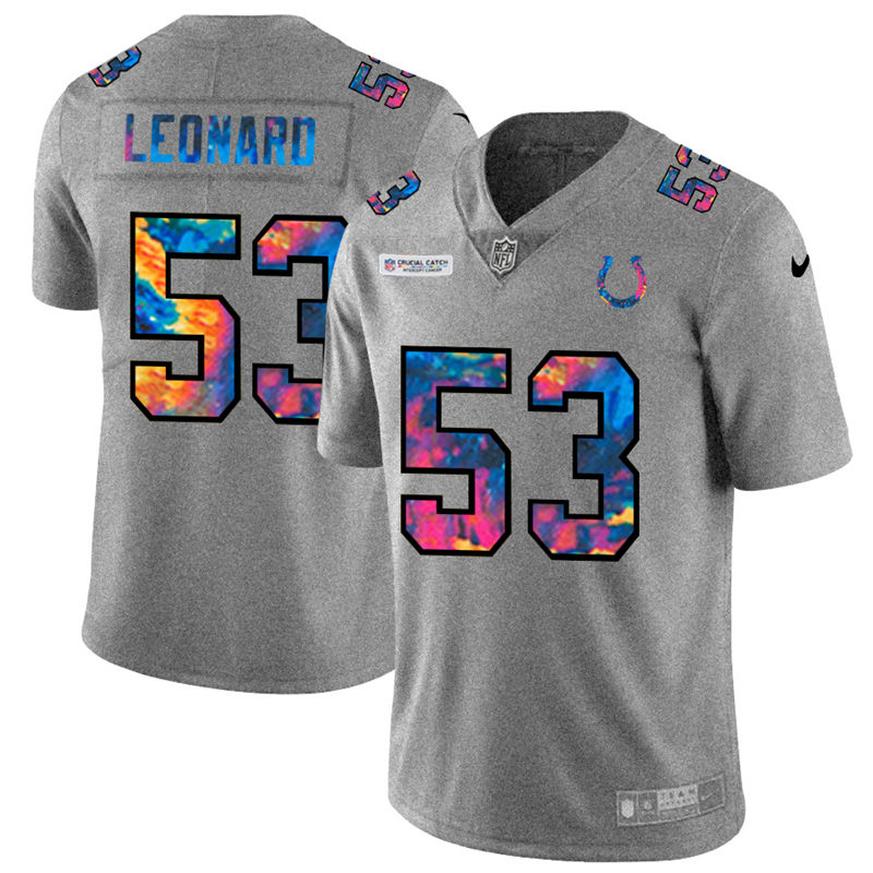 NFL Indianapolis Colts #53 Darius Leonard Men Nike MultiColor 2020  Crucial Catch  Jersey Grey->indianapolis colts->NFL Jersey